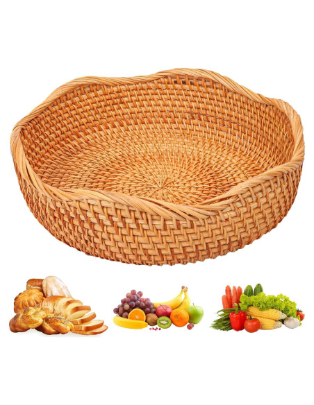 Cesta de Pan de Ratán Hecha a Mano 27 cm Geytetqi Cesta de Pan de Ratán Hecha a Mano 27 cm Geytetqi