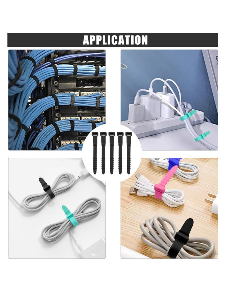 20 Sujetadores de Cable de Silicona Coufce 11.43 cm Negros 20 Sujetadores de Cable de Silicona Coufce 11.43 cm Negros