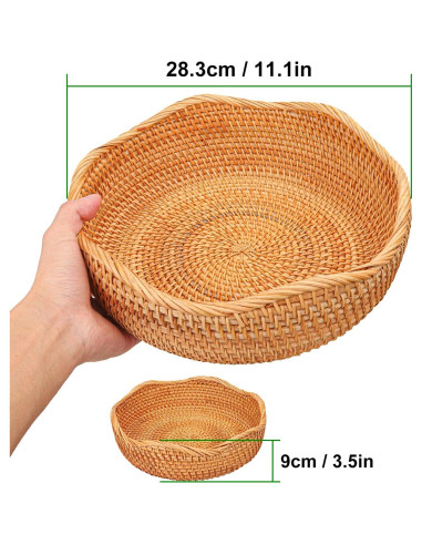 Cesta de Pan de Ratán Hecha a Mano 27 cm Geytetqi