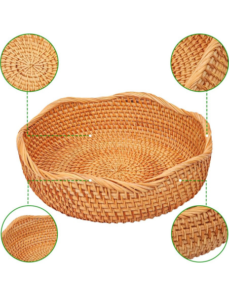 Cesta de Pan de Ratán Hecha a Mano 27 cm Geytetqi Cesta de Pan de Ratán Hecha a Mano 27 cm Geytetqi