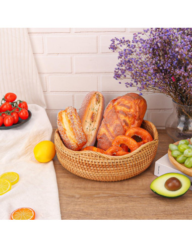 Cesta de Pan de Ratán Hecha a Mano 27 cm Geytetqi