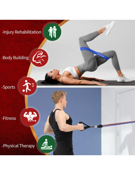 Bandas de Resistencia VEICK - Set de 5 Bandas Ajustables 68 kg