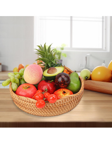 Cesta de Pan de Ratán Hecha a Mano 27 cm Geytetqi