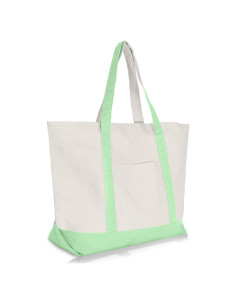 Bolsa de Compras de Algodón Dalix 22" con Cremallera Verde Menta