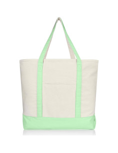 Bolsa de Compras de Algodón Dalix 22" con Cremallera Verde Menta 2
