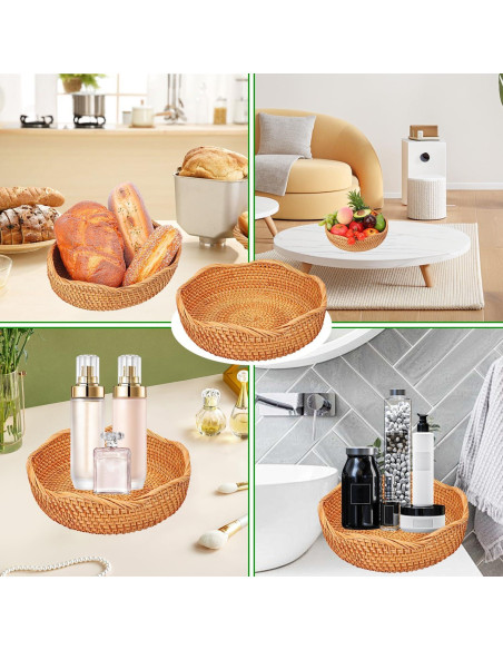 Cesta de Pan de Ratán Hecha a Mano 27 cm Geytetqi Cesta de Pan de Ratán Hecha a Mano 27 cm Geytetqi