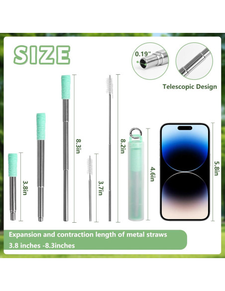 Popotes Reutilizables Bryzaxu - 3 Piezas de Acero Inoxidable