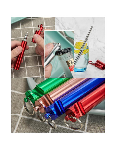 Conjunto de Popotes Telescópicos Cilevizy Acero Inoxidable 2 Pzs