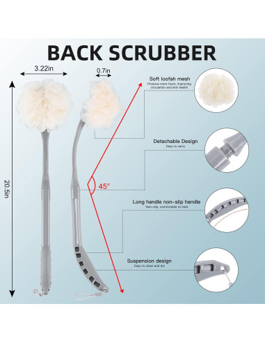 Esponja de Ducha Loofah BTideas 52 cm Mango Desmontable