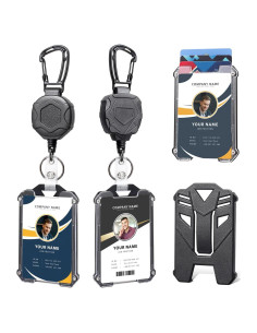 Portatarjetas retráctil COOKOOKY con clip y llavero - 2 Soportes