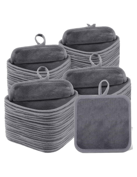 32 Paños Desmaquillantes Reutilizables Microfibra Moukeren Gris 12.7x12.7cm