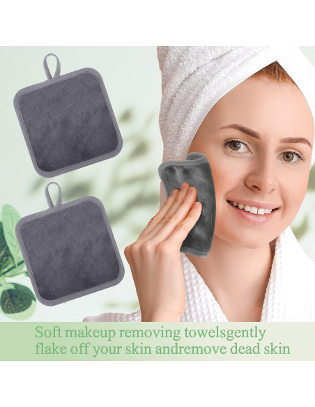 32 Paños Desmaquillantes Reutilizables Microfibra Moukeren Gris 12.7x12.7cm