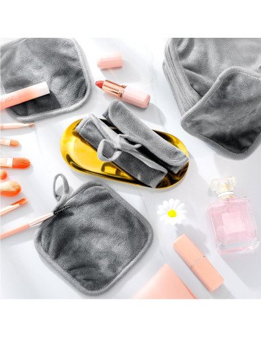 32 Paños Desmaquillantes Reutilizables Microfibra Moukeren Gris 12.7x12.7cm