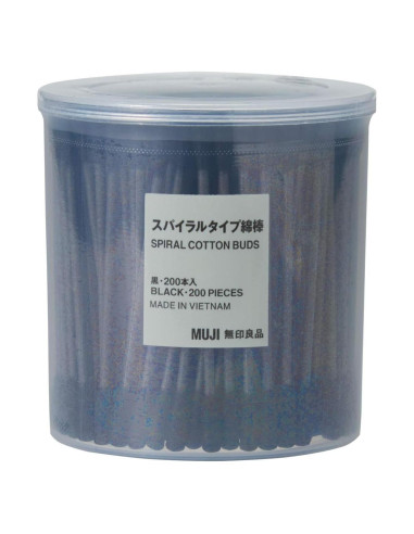 Bastones de Algodón Negros MUJI 200 Piezas Espiral