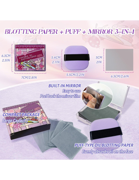 BOROLA Papel Absorbente de Aceite de Carbón de Bambú 100 Hojas