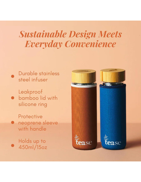 Taza Infusora Tease Tea 450ml - Vidrio y Bambú, Campanilla