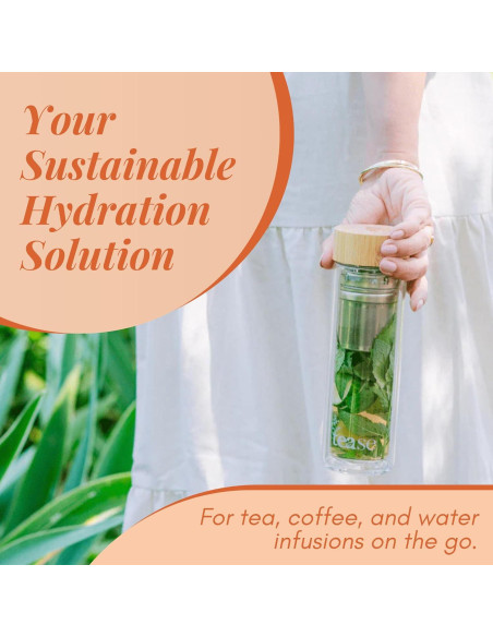 Taza Infusora Tease Tea 450ml - Vidrio y Bambú, Campanilla