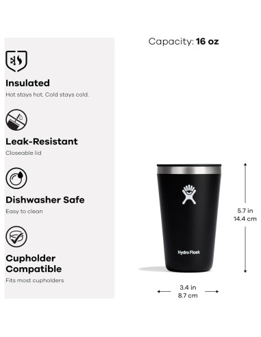 Taza Aislada Hydro Flask 473 ml Color Reef Tapa Presionada