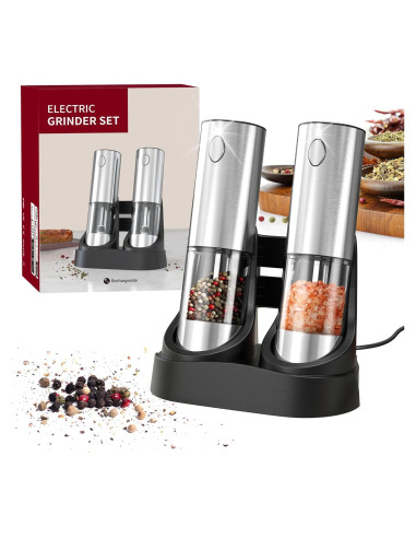 Juego de Molinillos Eléctricos de Sal y Pimienta ANNIVERS 95ml