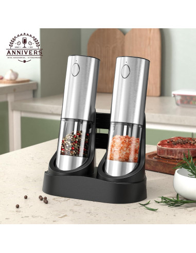 Juego de Molinillos Eléctricos de Sal y Pimienta ANNIVERS 95ml