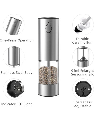 Juego de Molinillos Eléctricos de Sal y Pimienta ANNIVERS 95ml