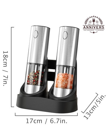 Juego de Molinillos Eléctricos de Sal y Pimienta ANNIVERS 95ml