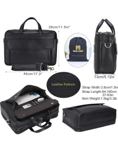 Maletín de Cuero Masa Kawa para Laptop 17" Negro - Hombre 2