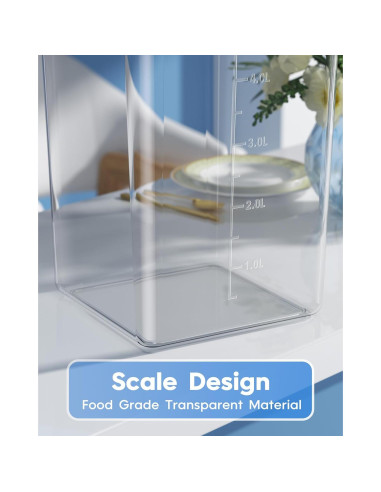 4 Contenedores de Almacenamiento Herméticos KEMETHY 5.4L y 6.8L