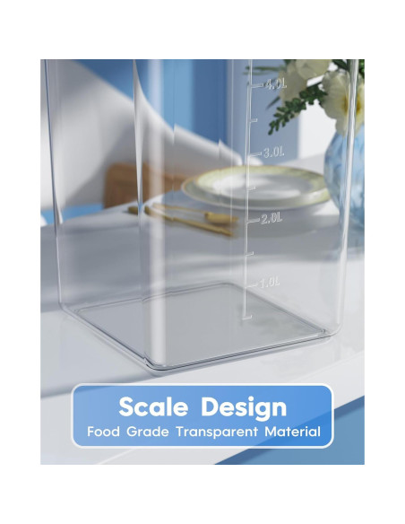 4 Contenedores de Almacenamiento Herméticos KEMETHY 5.4L y 6.8L