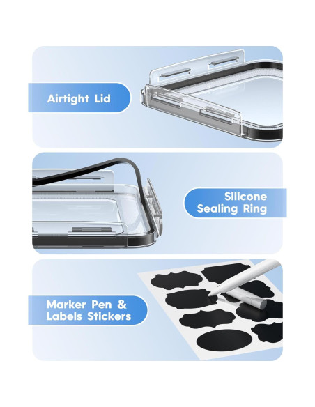 4 Contenedores de Almacenamiento Herméticos KEMETHY 5.4L y 6.8L