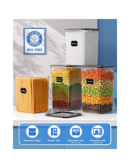 4 Contenedores de Almacenamiento Herméticos KEMETHY 5.4L y 6.8L