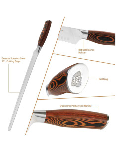 Cuchillo de Rebanar Serrado TUO 35.56 cm Acero Alemán Pakkawood 2