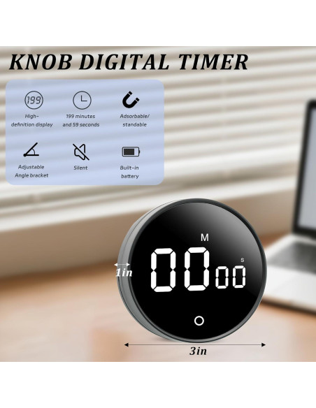 Temporizador de Cocina Digital BXF SPORTS 199 Minutos LED Negro