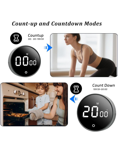 Temporizador de Cocina Digital BXF SPORTS 199 Minutos LED Negro