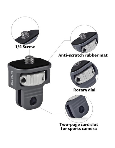Adaptador de Montaje para Cámara PUKOKO 1/4" Aluminio CNC