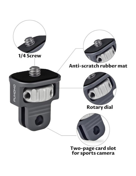 Adaptador de Montaje para Cámara PUKOKO 1/4" Aluminio CNC