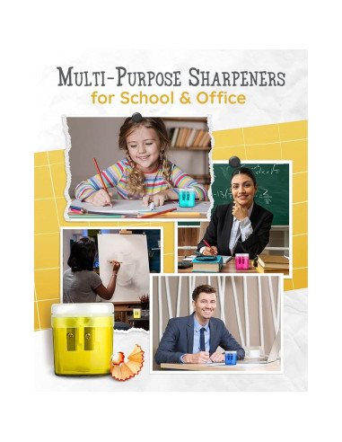 Paquete de 100 Sacapuntas Artellius Doble Orificio Multicolor