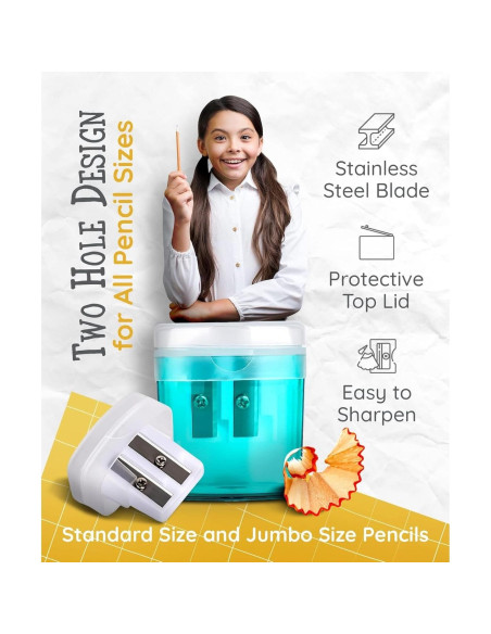 Paquete de 100 Sacapuntas Artellius Doble Orificio Multicolor