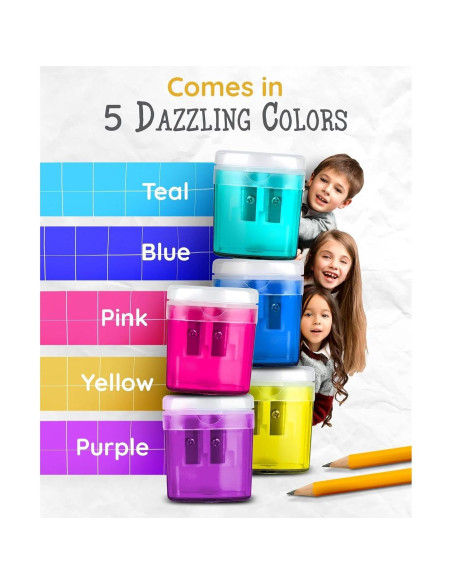 Paquete de 100 Sacapuntas Artellius Doble Orificio Multicolor