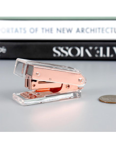Mini Grapadora Manual NatSumeBasics Dorada Rosa con 1000 Grapas 2
