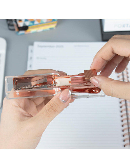 Mini Grapadora Manual NatSumeBasics Dorada Rosa con 1000 Grapas Mini Grapadora Manual NatSumeBasics Dorada Rosa con 1000 Grapas