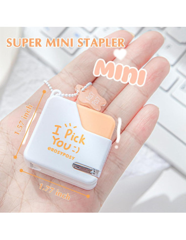 Mini Grapadora TECHPLUS Rosa con 40 Grapas - Compacta y Lindo Diseño