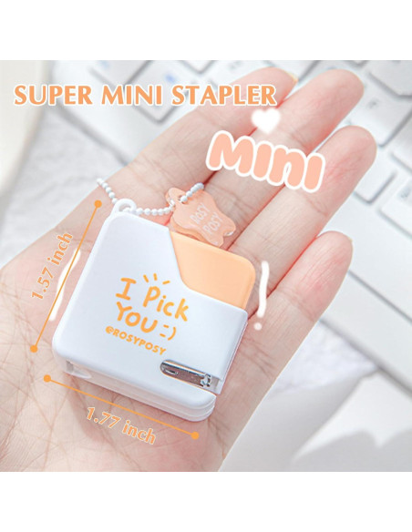 Mini Grapadora TECHPLUS Rosa con 40 Grapas - Compacta y Lindo Diseño