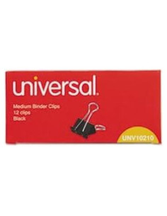 Paquete de 6 Clips de Carpeta Medianos Universal Negro