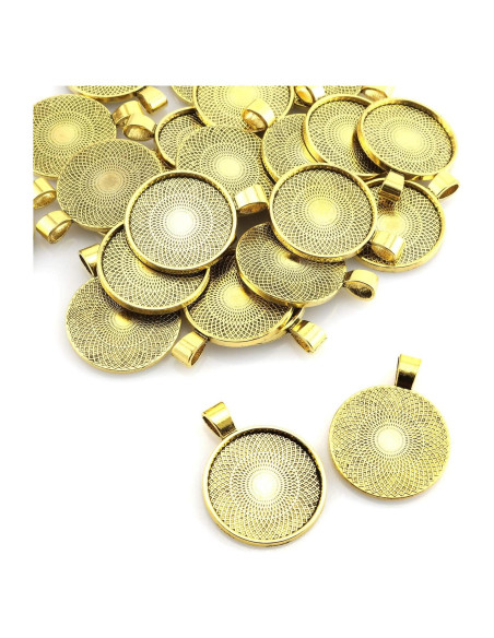 25 Bandejas Colgantes Bezel Lind Kitchen 25mm Oro Antiguo