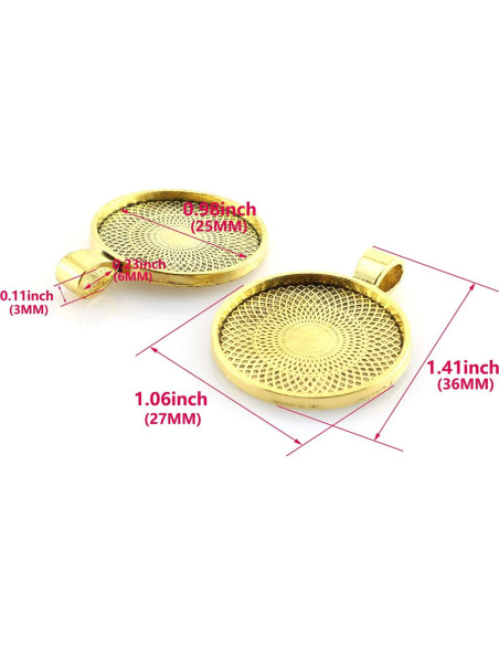 25 Bandejas Colgantes Bezel Lind Kitchen 25mm Oro Antiguo