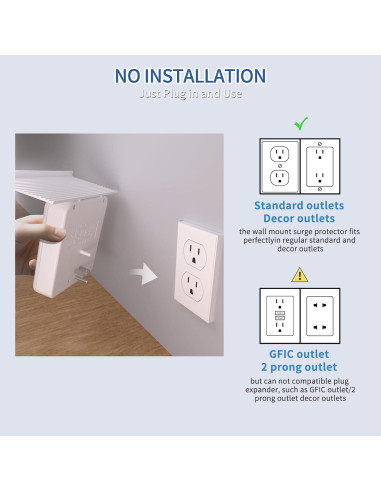 Extensor de Enchufe de Pared OVERTOP con 6 Enchufes y 4 USB