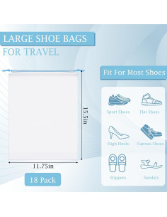 Paquete de 18 bolsas para zapatos de viaje impermeables 39.9x29.9cm 2