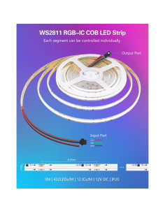 Tira LED COB 5m ALITOVE WS2811 RGB Direccionable 2160 LEDs 2