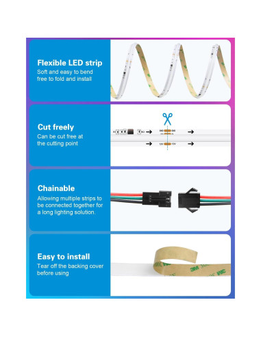Tira LED COB 5m ALITOVE WS2811 RGB Direccionable 2160 LEDs